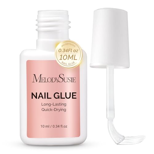 Melodysusie 10ml Super Strong Brush-On Nail Glue for Press-On Nails No UV Lamp Included