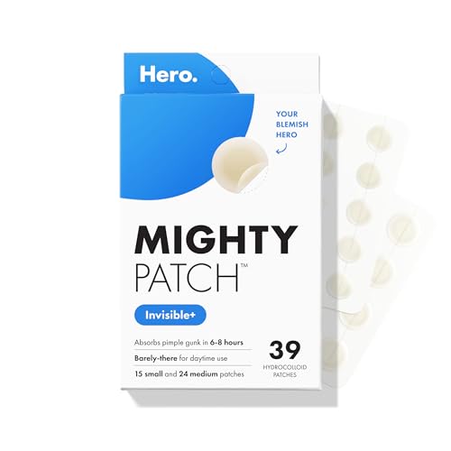 Mighty Patch¢â Invisible+ Patch - Daytime Hydrocolloid Acne Pimple Patches for Covering Zits and Blemishes, Ultra Thin Spot Stickers for Face and Skin (24 Medium and 15 Small Patches)