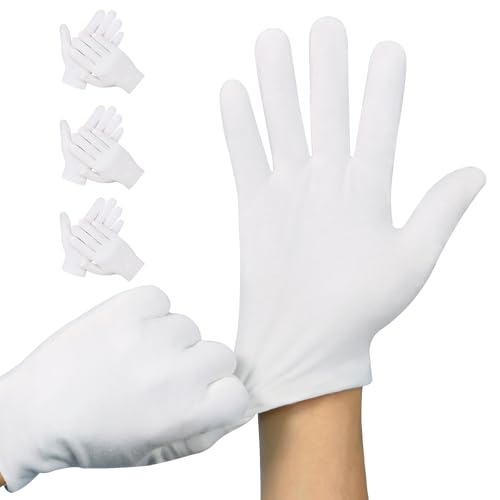 Htaexpu 3 Pairs White Cotton Gloves for Dry Hands Overnight Moisturizing Spa Treatment