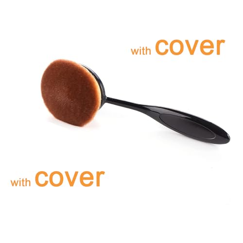 2 Pcs Oval Foundation Makeup Brushes - Large Synthetic Face Brushes, Black & Rose Gold