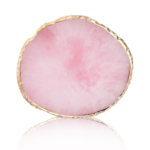 Ouligay Resin Nail Art Mixing Palette with Gold Edges - Pink