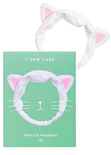 I DEW CARE 04 White Cat Headband - Soft Non-Slip Face Wash & Makeup Accessory