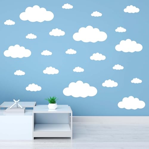 62PC White Cloud Wall Decals - Removable Stickers for Kids' Rooms