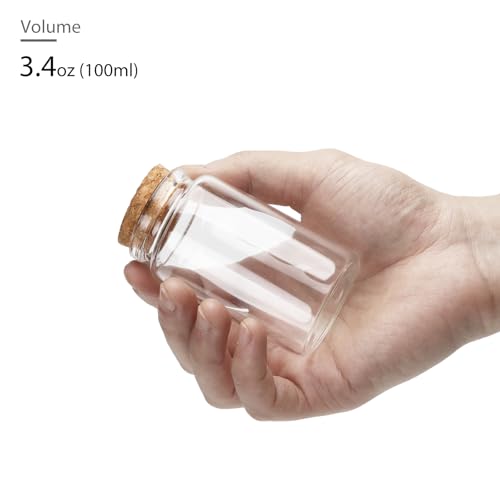 4 Pack 100ml Glass Jars with Cork Lids for Crafts & Gifts