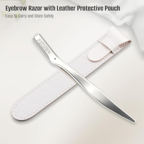FEISIER Metal Eyebrow Razor Kit with 10 Blades & Travel Pouch - Precision Facial Hair Remover for Women & Men