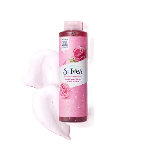 St. Ives Rose Water & Aloe Vera Body Wash 16 oz - Plant-Based Cleanser