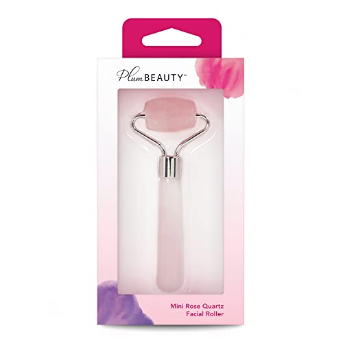 Plum Beauty Mini Rose Quartz Face Roller 2-Pack for Skin Toning & Puffiness Reduction