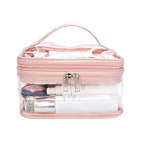 HAOGUAGUA Double Layer Clear Cosmetic Bag Makeup Bag, Waterproof