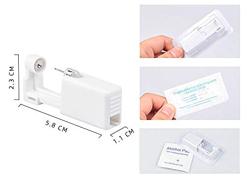 AM RONG MAGIC Disposable Ear Piercing Gun Kit with 4mm Crystal Earrings - Safety & Home Use