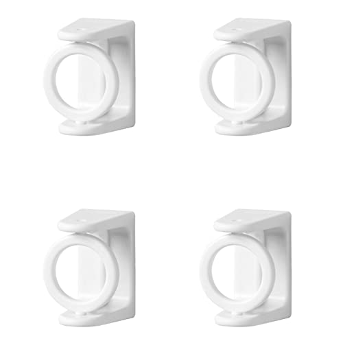 4-Pack White Curtain Rod Holders with Swivel Ring - Easy Install