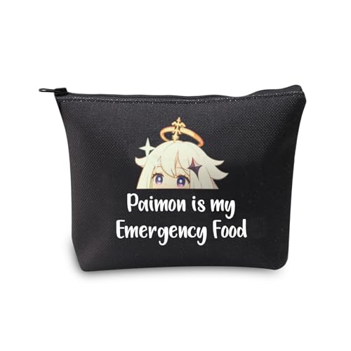 JXGZSO Anime Paimon Cosmetic Bag Black - Genshin Impact Fan Gift