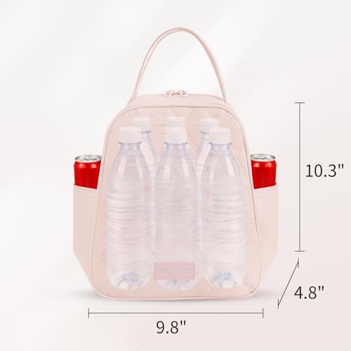 Insulated Lunch Box for Women & Men - Leakproof Puffer Cooler Bag, Pink