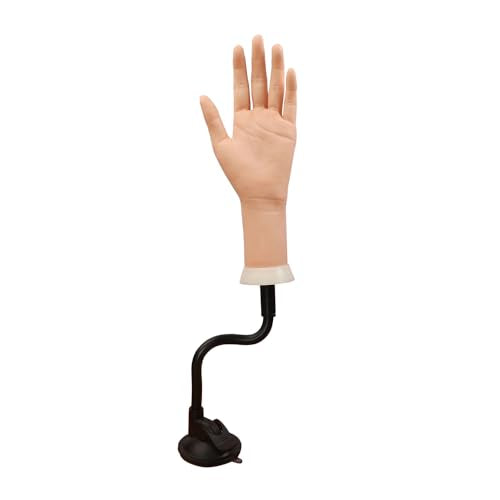 Left Practice Hand for Acrylic Nails with Holder - Flexible Mannequin Nail Practice Tool