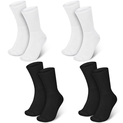 Eczema Socks for Sensitive Skin - 4 Pairs (2X-Large, Black & White)