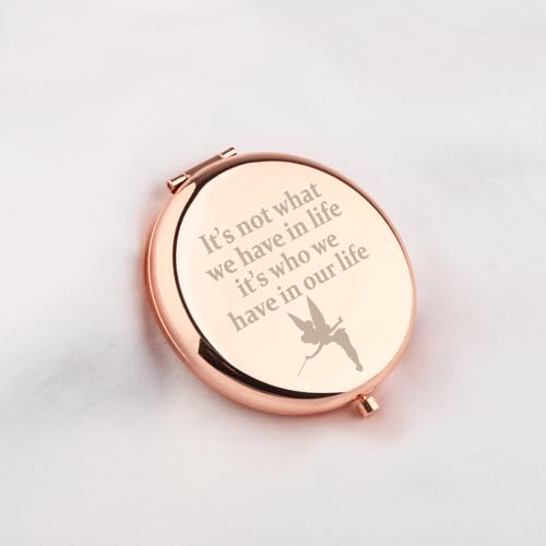 Fairy Princess Makeup Mirror - Silver Engraved Stainless Steel Compact