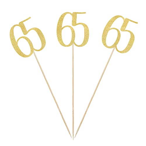 Gold Glitter 65th Birthday Centerpiece Sticks - 12-Pack Table Toppers