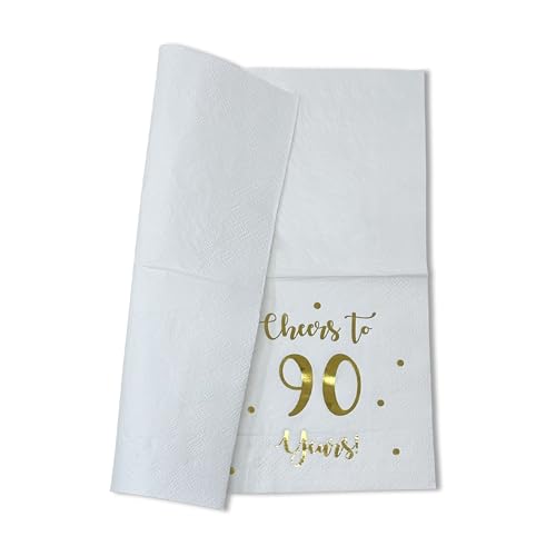 Cheers to 90 Years Cocktail Napkins, 50-Pack - Gold Foil Party Decor