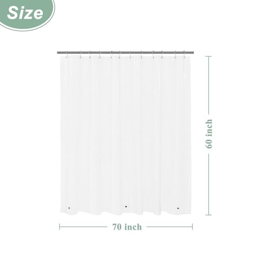 70x60 Clear PEVA Shower Curtain Liner with 3 Magnets