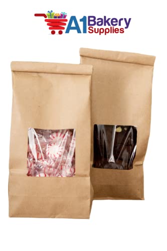 Customizable Brown Kraft Coffee Bags with Window - 25 Pack