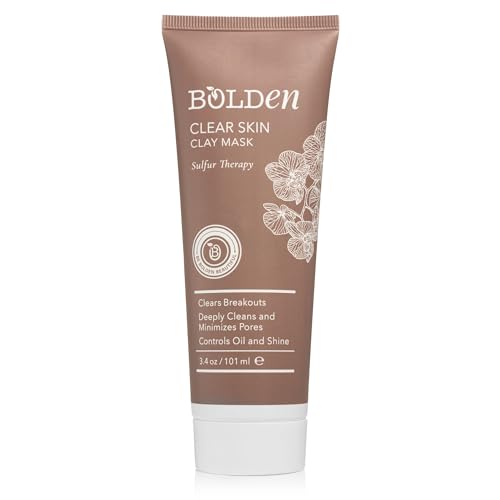 BOLDEN Sulfur Clay Mask for Acne, Pore Cleansing & Oil Control, 3.5 fl oz