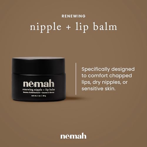 Nemah Nipple Cream, Nipple Cream For Breastfeeding, 2 In 1 Nursing Balm And Lip Balm, Non-Greasy Balm With Calendula Jojoba Mango For Dry Skin, Postpartum Essentials, Vegan and Cruelty-Free, 1 Oz