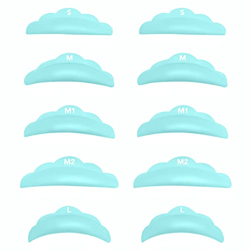 Libeauty Reusable Silicone Lash Lift Pads - 5 Sizes for Eyelash Perm & Curling, Sky Blue, 10 Pcs