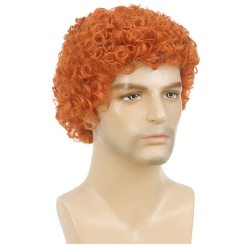Short Orange Afro Curly Wig for Men - California Cosplay Costume