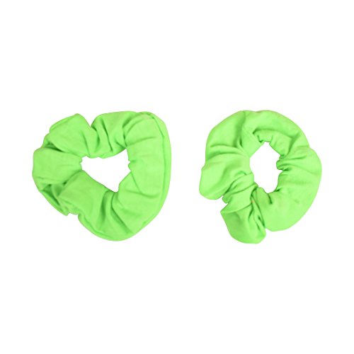 Motique Accessories Set of 8 Neon Scrunchies - Pink Yellow Green Orange, Solid Jersey Cotton