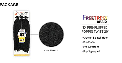 Freetress Poppin Twist Synthetic Crochet Braids - 20 Inch, 1B Off Black