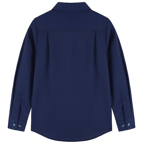 DILBYKE Boys’ Navy Long Sleeve Dress Shirt with Tie - 9-10 Years Uniform