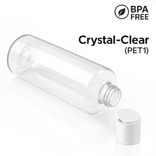 Bar5F 16 oz Clear Plastic Bottles with Disc Top Cap - 3 Pack
