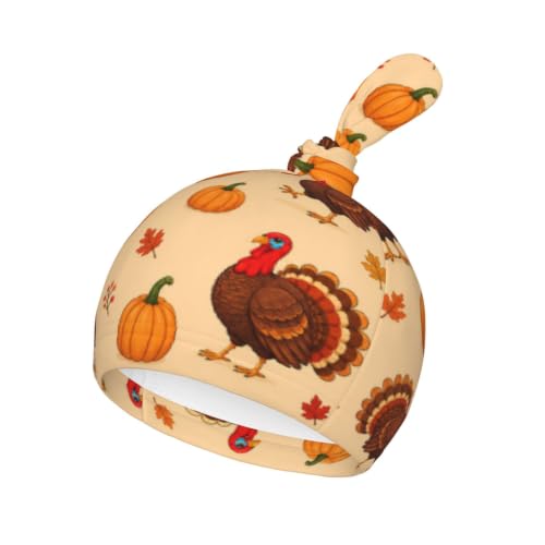 Turkey Pumpkin Baby Swaddle Blanket with Matching Hat - Soft & Safe for 0-6 Months