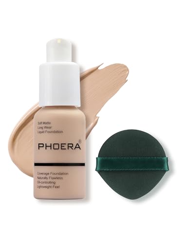 Phoera Full Coverage Matte Liquid Foundation Nude 1 Fl Oz - Mature Skin