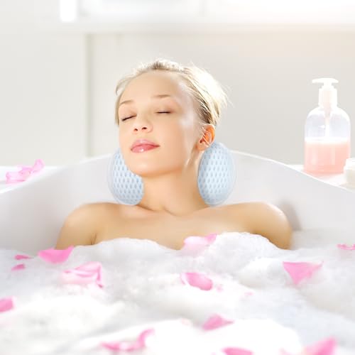 Small White Bathtub Pillow - Ergonomic Neck & Back Support with 3 Suction Cups
