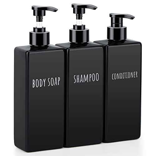 Segbeauty Black Plastic Refillable Soap & Lotion Dispenser Set 3 Pack 16.9oz