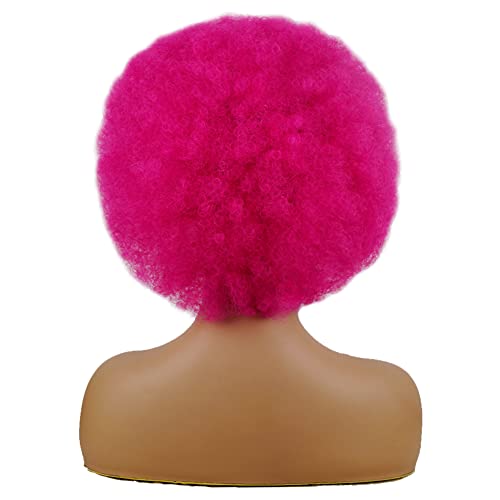 Andromeda 10-Inch Hot Pink 70s Afro Wig - Kinky Curly Heat-Resistant Fiber