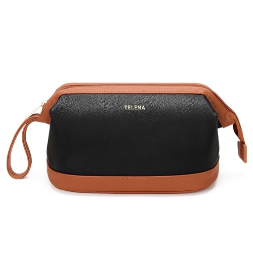 Telena Large Capacity Travel Makeup Bag - Water-Resistant PU Leather