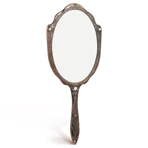 SEWACC Vintage Handheld Makeup Mirror with 360° Rotation