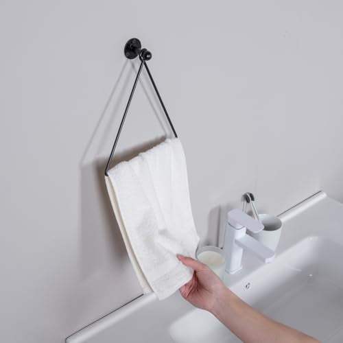 MyGift Triangular Wall-Mounted Hand Towel Holder - Matte Black