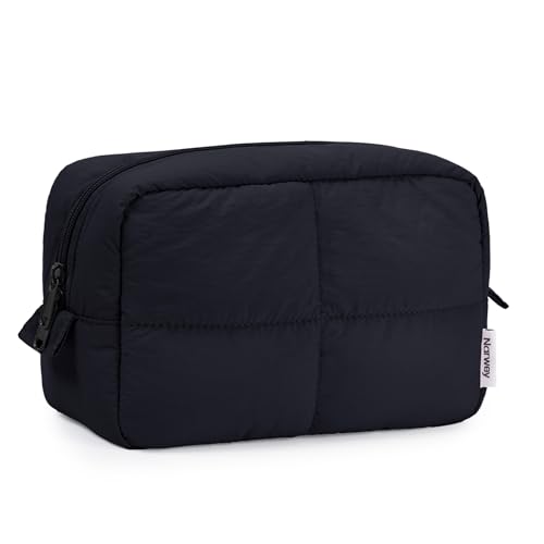 Narwey Travel Makeup Bag - Quilted, Water-Resistant Cosmetic Organizer