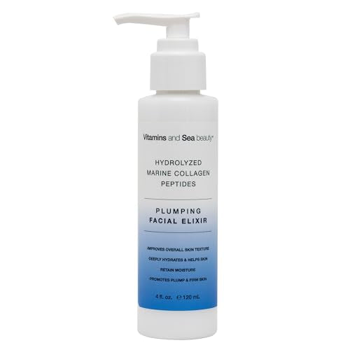VITAMINS AND SEA BEAUTY Plumping Facial Elixir with Marine Collagen & Peptides - 4 fl oz