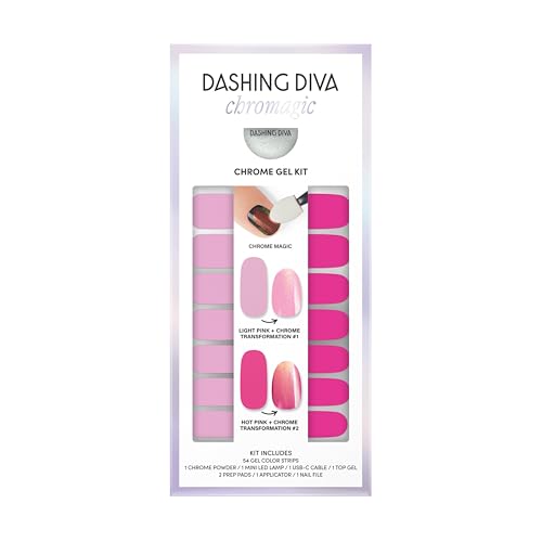 Dashing Diva Chromagic Gel Nail Strips Pink Orbit - Easy UV-Free, Chip Resistant, Long-Lasting Chrome Manicure