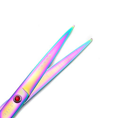 Smithking 7.0 Inch Rainbow Hair Cutting & Thinning Shears Set with Case & Combs