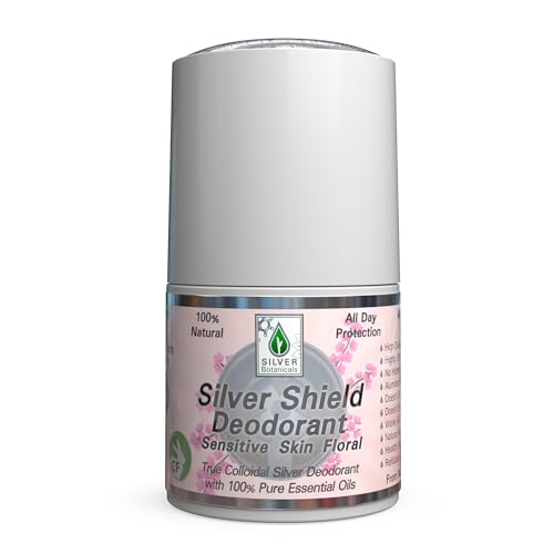 Silver Shield Sensitive Skin Deodorant with Colloidal Silver & Floral Scent - All Natural, Refillable Roll-On 2 oz