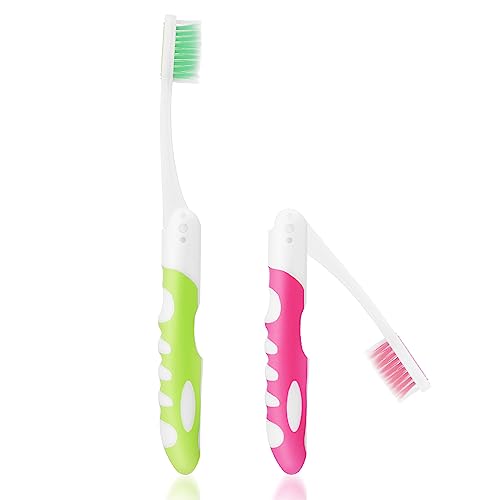 Ouligay Portable Folding Toothbrushes - 2 Pack for Travel & Camping