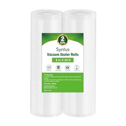 Syntus Vacuum Sealer Bags - 2 Rolls 8" x 20' BPA Free, Compatible with Most Sealers