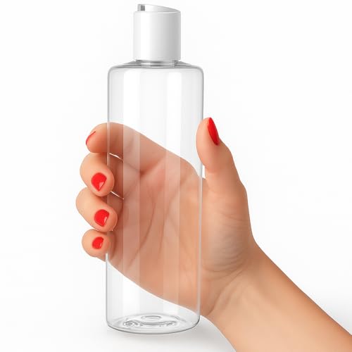 Bar5F 16 oz Clear Plastic Bottles with Disc Top Cap - 3 Pack