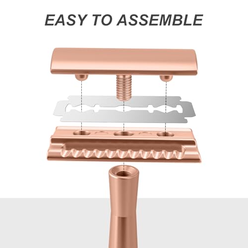 KAIYULUN Double Edge Safety Razor Set with Stand - Rose Gold