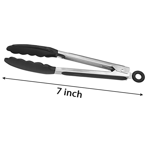 Premium Stainless Steel Kitchen Tongs - Heat Resistant, 7-Inch, 4-Pack