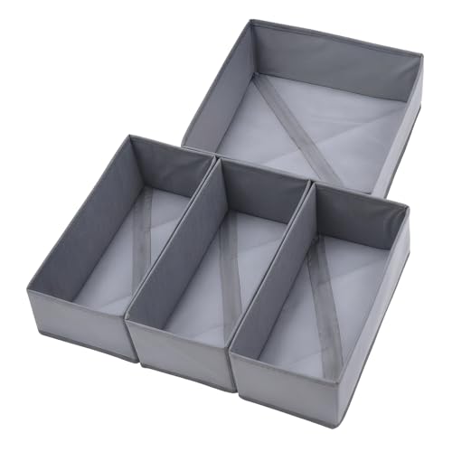 Bructhun Fabric Drawer Organizer Set of 4 - Foldable Storage Bins